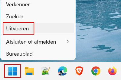 Uitvoeren venster openen in Windows 11