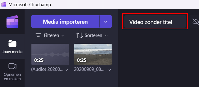 Video naam veranderen in Clipchamp