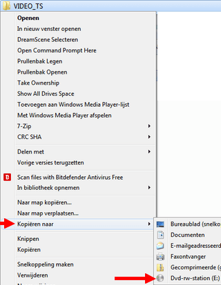 video_ts op dvd branden in Windows 7, 8 en 10