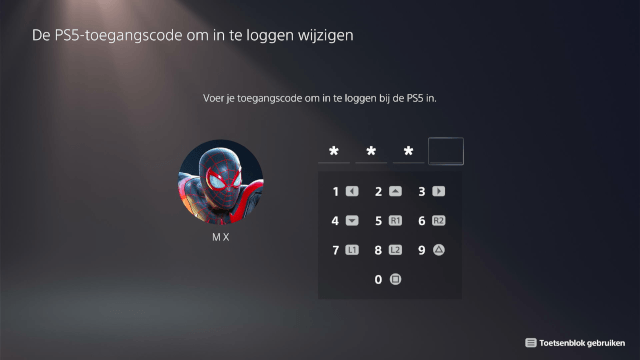 Voer huidige PS5 toegangscode in