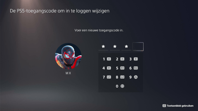 Voer nieuwe PS5 toegangscode in