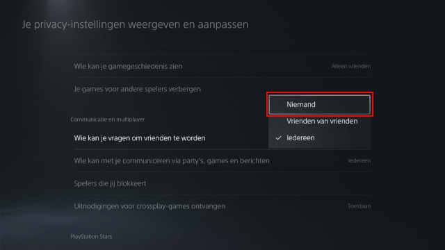 Vriendschapsverzoeken blokkeren op de PS5