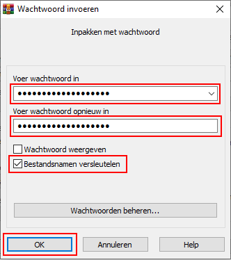 Wachtwoord instellen in WinRAR