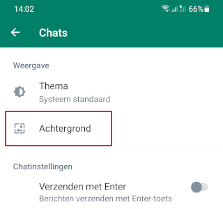 WhatsApp achtergrond instellingen openen