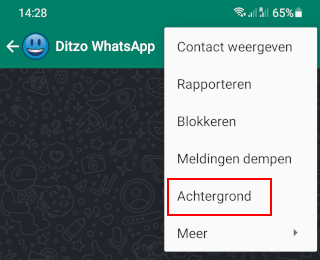 WhatsApp achtergrond instellingen openen per chat