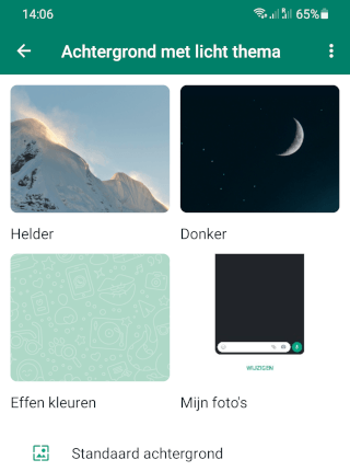 WhatsApp achtergrond opties