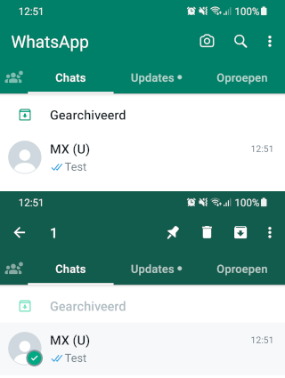 WhatsApp chat selecteren