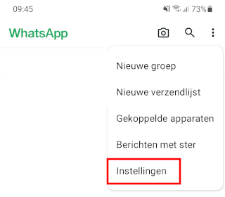 WhatsApp instellingen openen