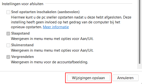 Wijzigingen opslaan