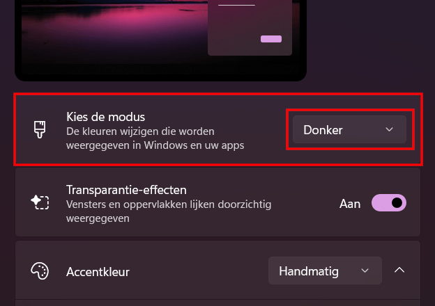 Windows 10 of 11 kleurmodus selecteren