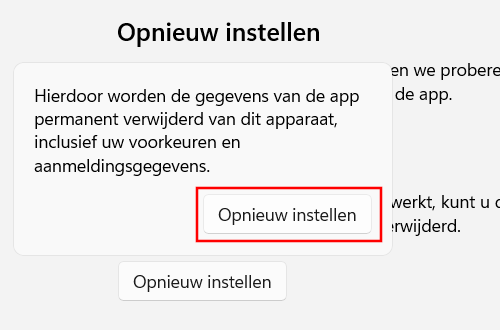 Windows 11 Instellingen-app opnieuw instellen