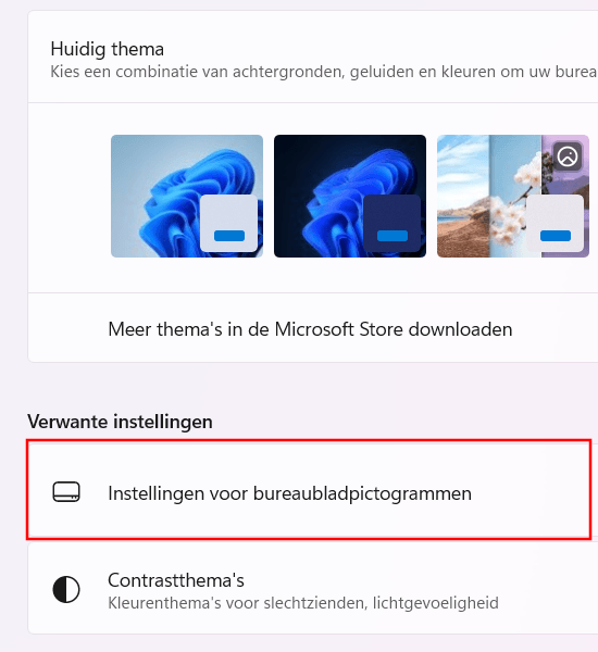 Windows 11 Instellingen voor bureaubladpictogrammen openen