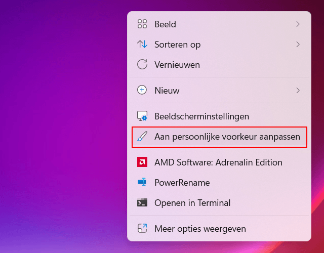 Windows 11 persoonlijke voorkeur instellingen openen