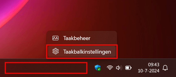 Windows 11 Taakbalkinstellingen openen