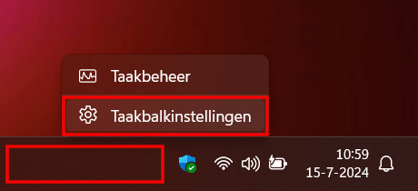 Windows 11 Taakbalkinstellingen openen