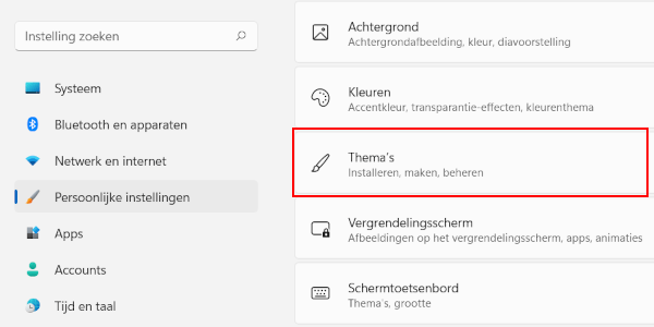 Windows 11 thema instellingen openen