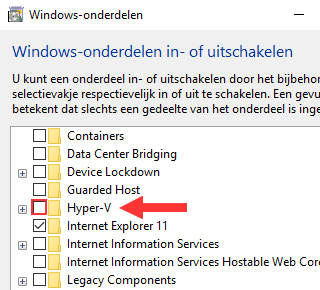 Windows-onderdelen Hyper-V