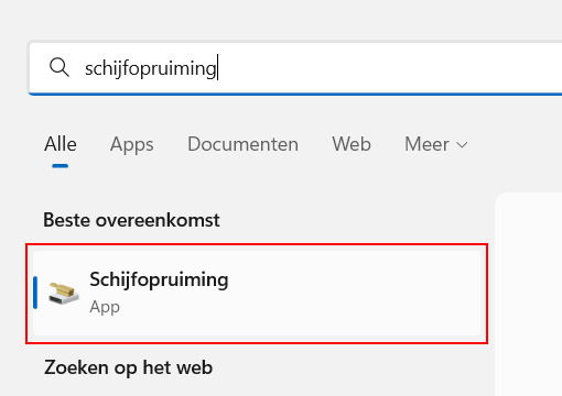 Windows Schijfopruiming openen