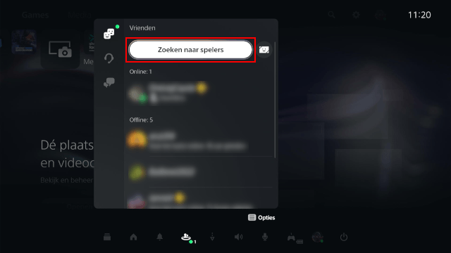 Zoeken naar spelers op de PS5